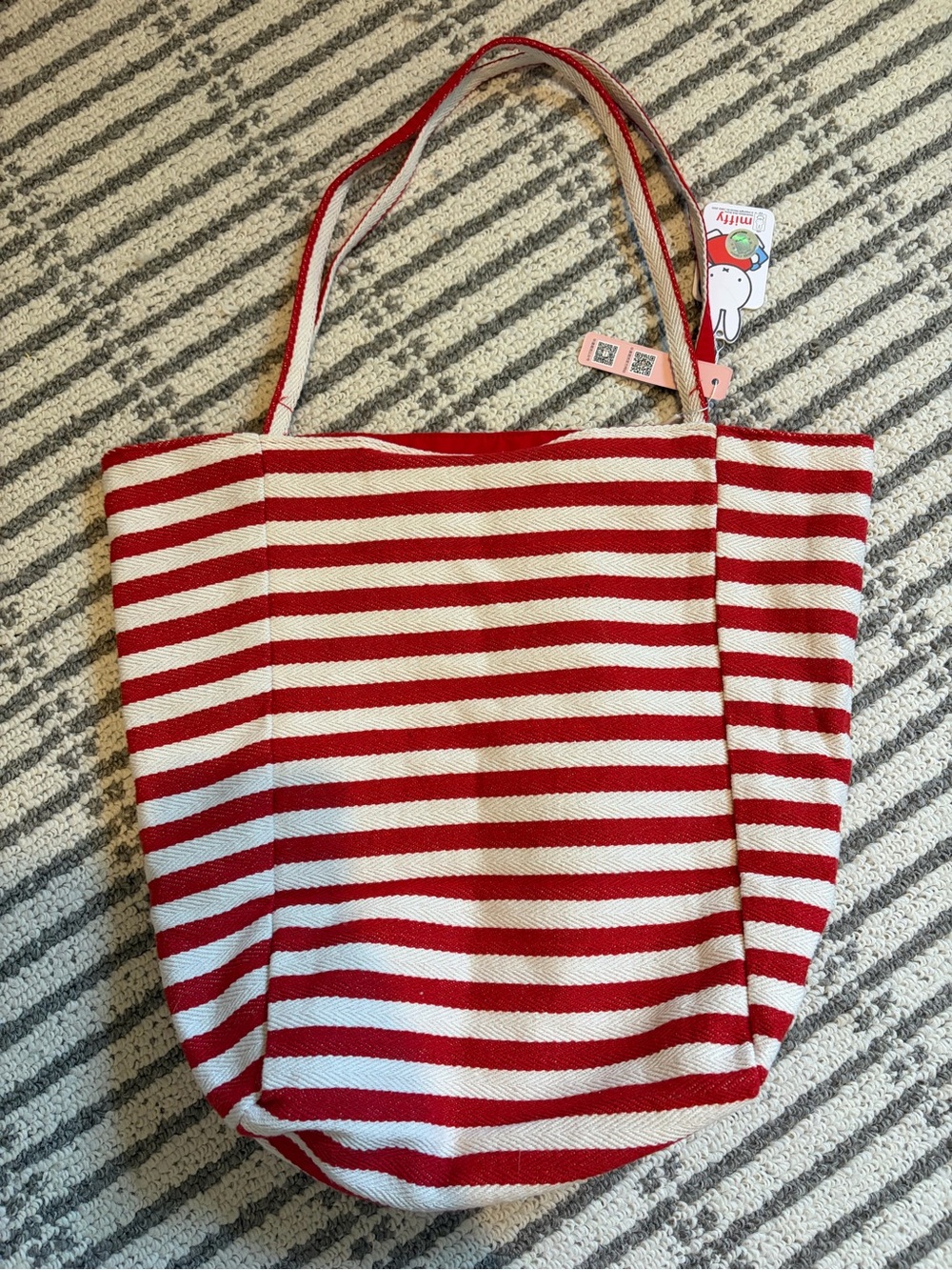 NWT Miffy Red and White Striped Tote Bag - Picture 3 of 7